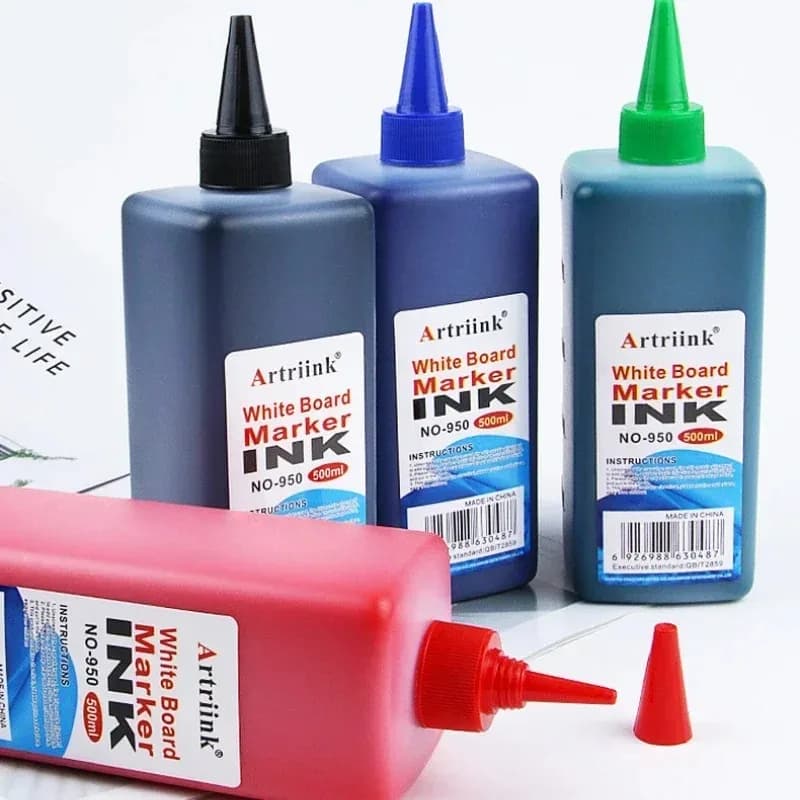 500ml Whiteboard Marker Pen Ink Supplement Water-based Erasable Environmentally Friendly Filling Solution Black Red Green Blue