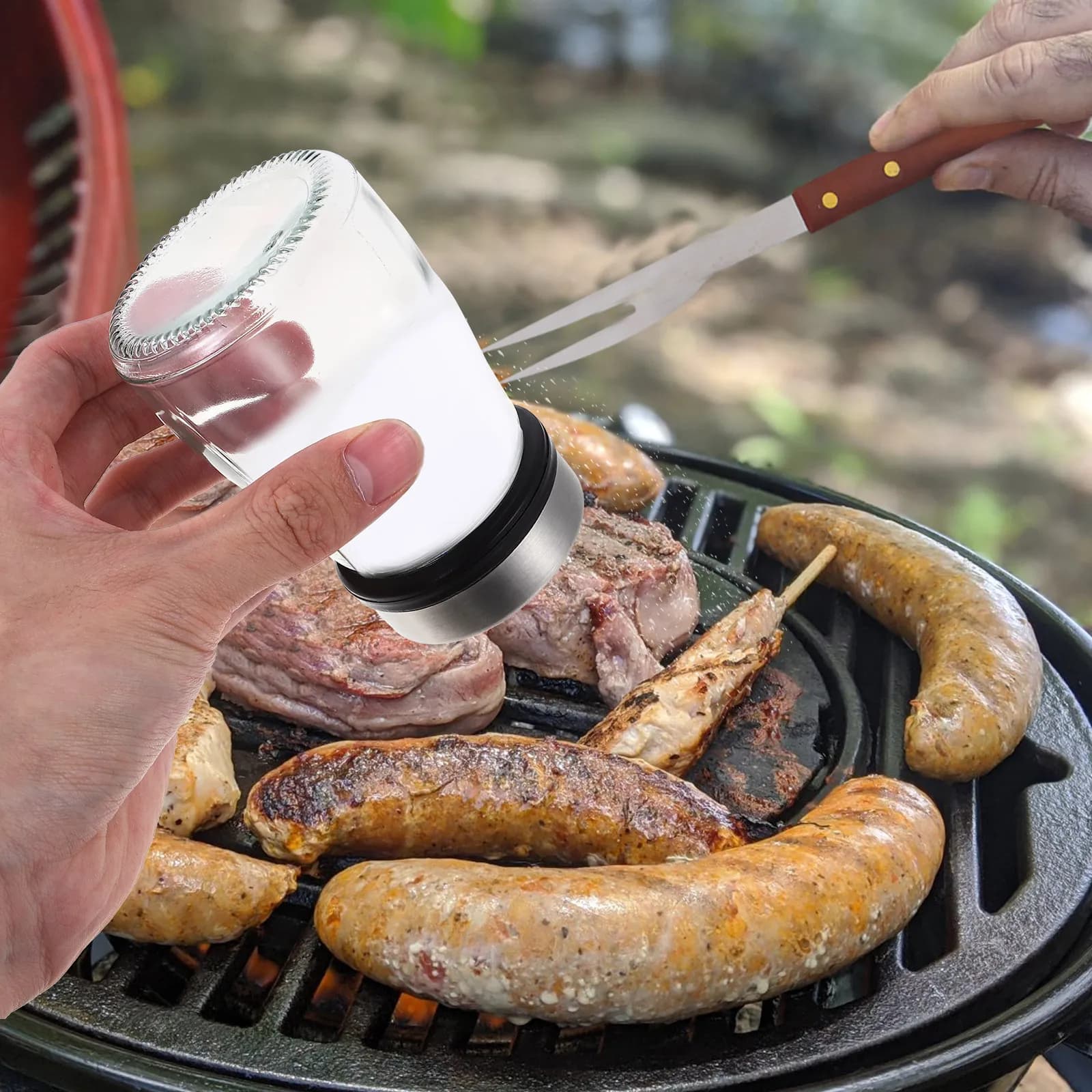 Set di Saliera e Pepiera in Vetro e PP, Contenitore Ermetico per Spezie per Cucina, Ristorante e Casa