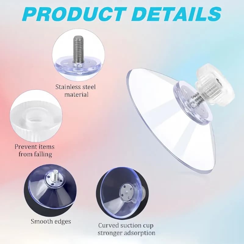 Ventose in PVC trasparente da 4 pezzi, resistenti e impermeabili, per vetro, ufficio, visiera parasole per auto, ganci da parete senza cuciture
