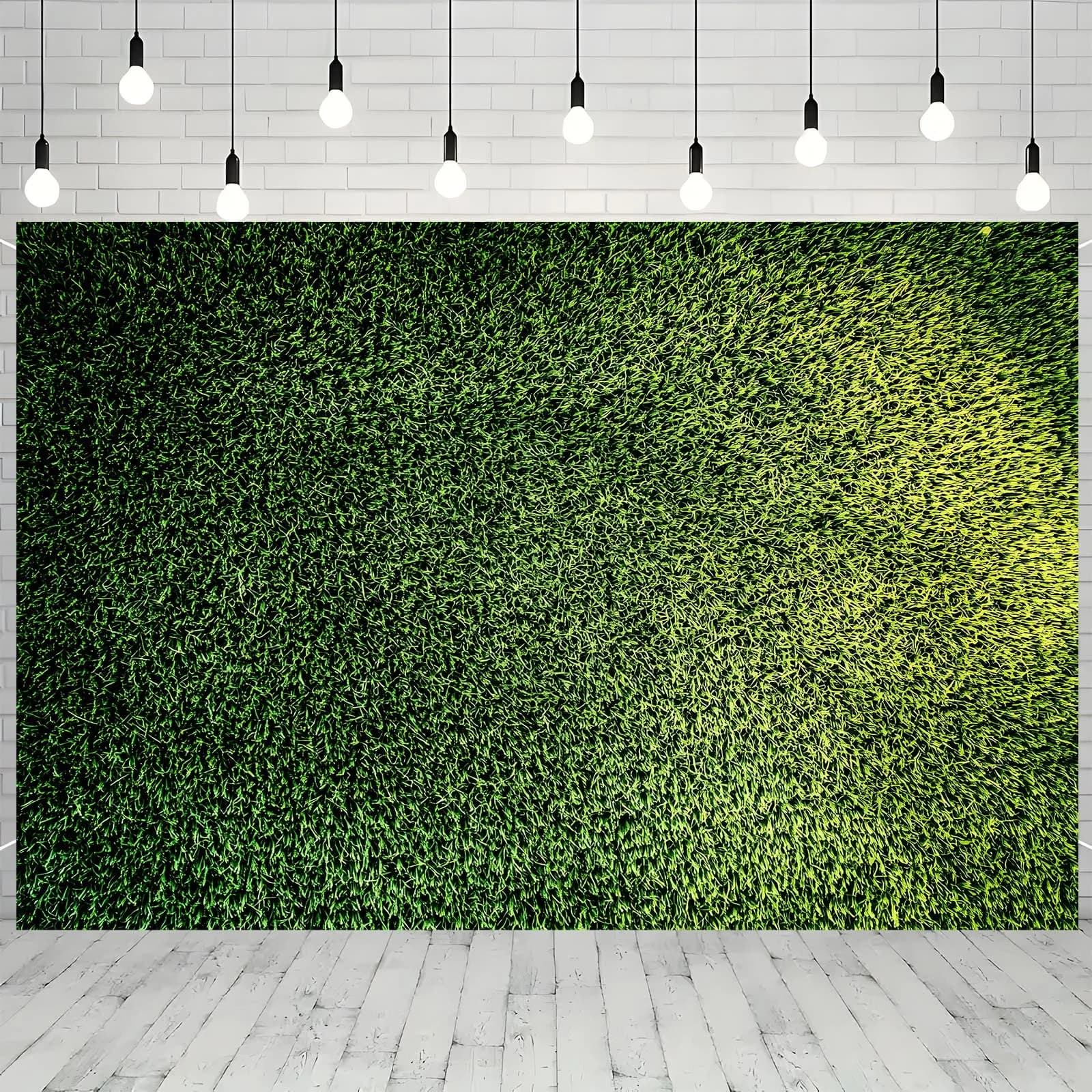 【Il fascino della verde lussureggiante】 Banner di sfondo da parete in erba verde | Fibra di poliestere | Design dell'erba artificiale lussureggiante e realistico