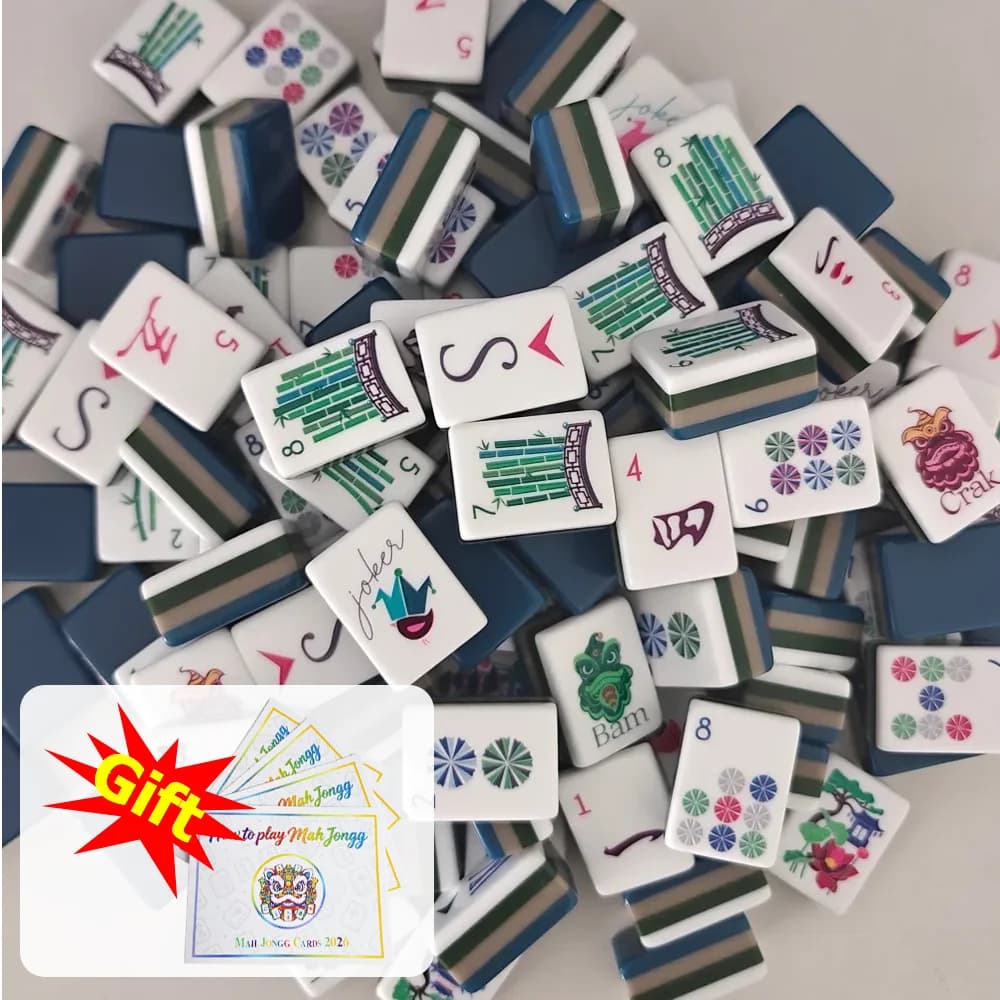 Set Mahjong Americano Blu Navy in Acrilico, 160 Pezzi, Gioco Portatile per Viaggi, Famiglia e Feste, Regalo Sorpresa