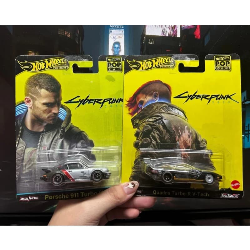 In Magazzino Hot Wheels Etichetta D'oro HXD63 POP Cultura Cyberpunk 2077 Serise 1:64 Pressofusione Modello di Auto Giocattolo Porsche Surprise Giocattoli Auto
