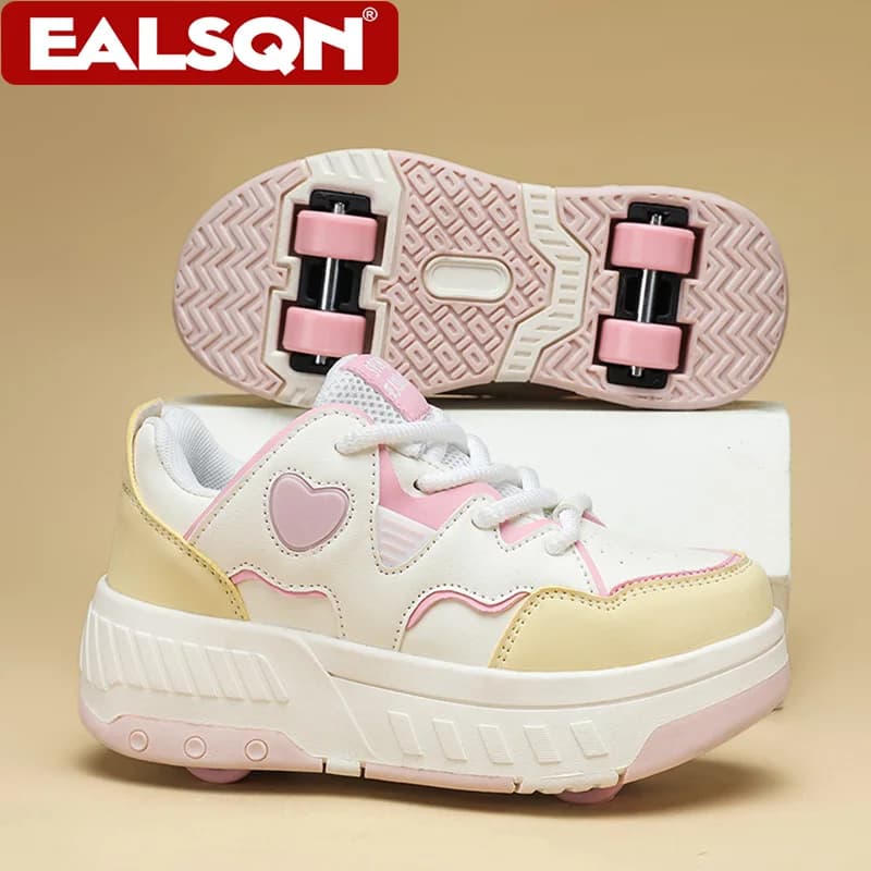 Scarpe da skate per bambini Moda Casual Sport Bambini Sneakers da esterno a 4 ruote per regalo per ragazzi e ragazze