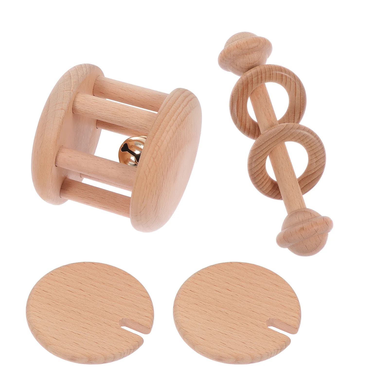 Set di 3 Massaggiagengive in Legno per Neonati, Giocattolo Sensoriale Calmante per Bambini e Bambine