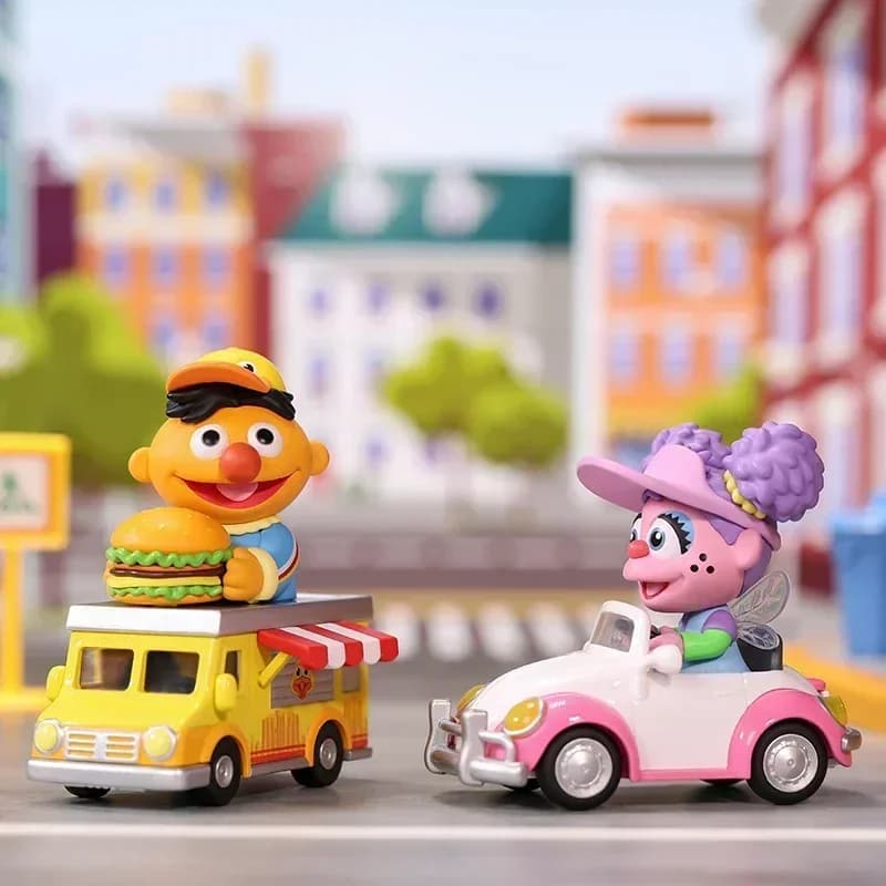 POP MART Sesame Street Serie di veicoli Scatola cieca Guess Bag Scatola misteriosa Giocattoli Bambola Cute Anime Figure Ornamenti Regalo