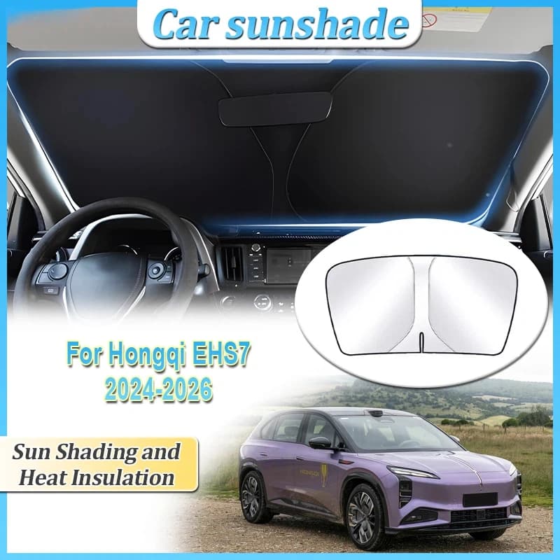 Anti-UV For Hongqi EHS7 Tiangong 08 2024~2026 Car Sun Protection Steel Ring Front Windshield Sunshade Privacy Blocks Accessories