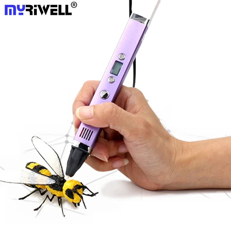 Myriwell LED Screen 3D pen ABS/PLA/PCL filament 1.75mm charging USB 3D printing pen creative toy gift for children's design