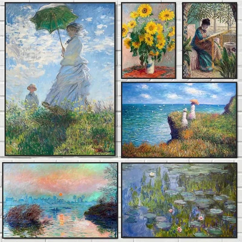 1pc frameless Oil Painting By Numbers Kits Claude Monet Classic Art Collection Paintings DIY Acrylic Paint By numbers For Adults