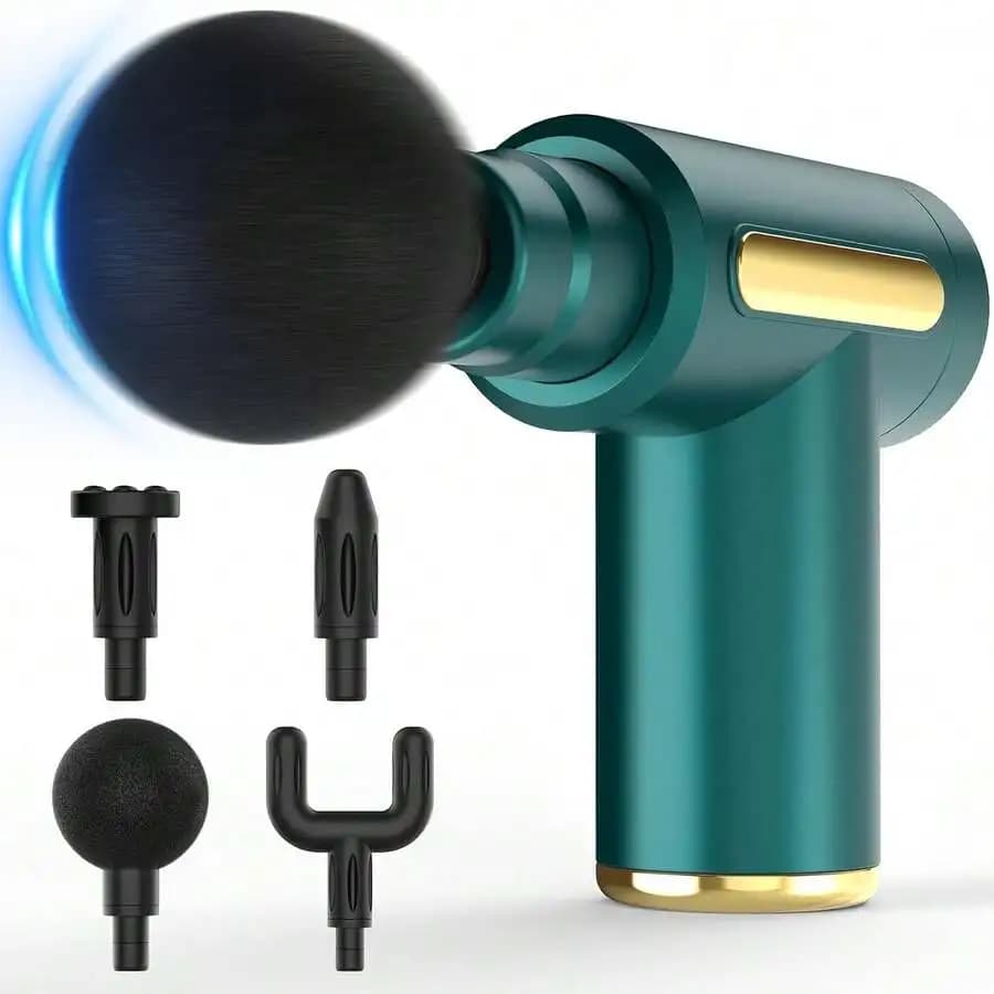 Mini Pistola per Massaggio Portatile, 6 Velocità per Massaggio Profondo, Ricaricabile 1200mAh, 4 Accessori, Ricarica USB, Ideale per Viaggi