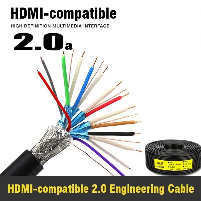 19 Pin Copper Compatible HDMI Cable Version 2.0 HDMI 4K Construction Cable Built-in Wiring Do-it Line 24/16/28/30AWG 1 meter