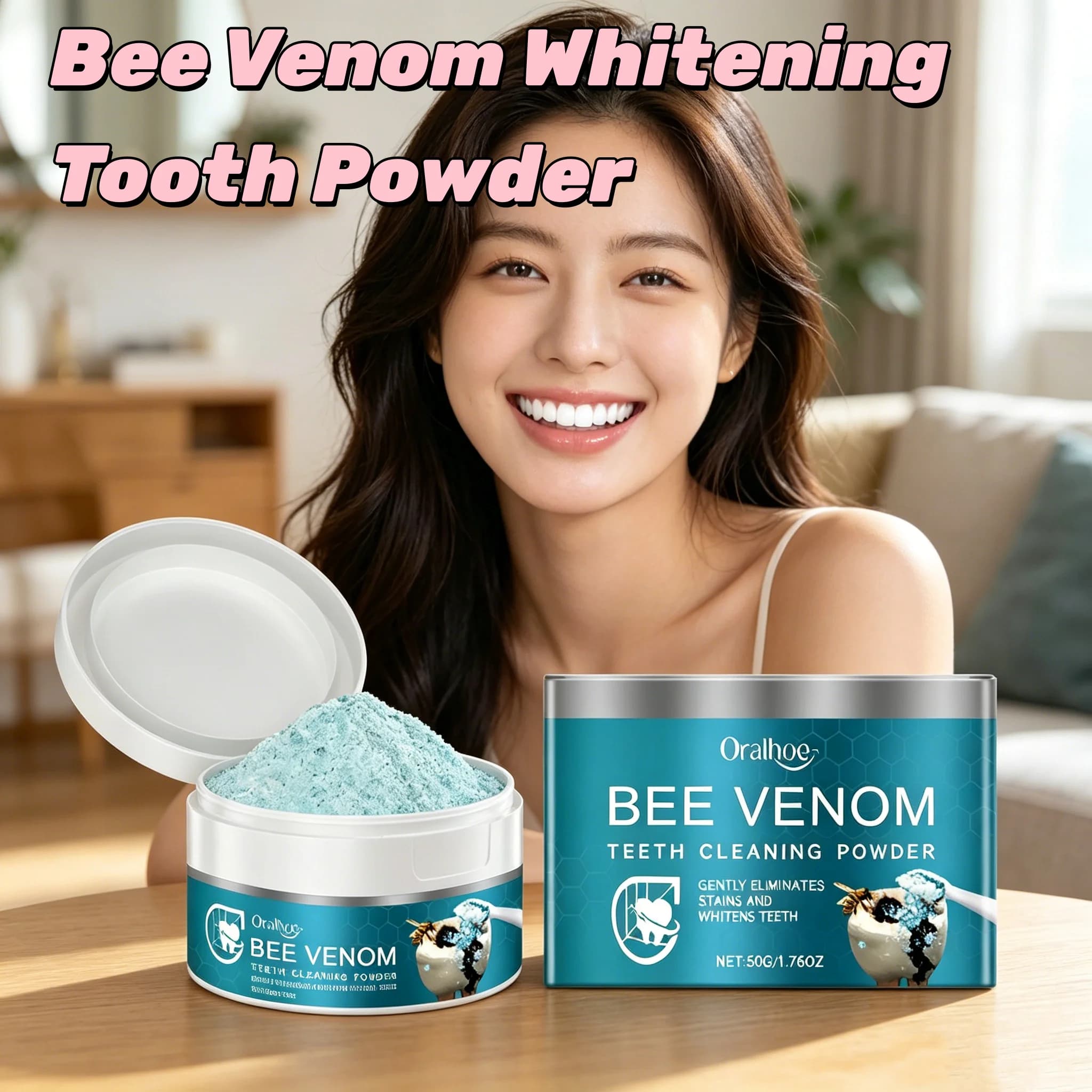 Oralhoe Bee Venom Teeth Brightening Powder Reduce Plaque Stain Oral Hygiene Deeply Cleaning Freshing Breath Tooth Repair Powders