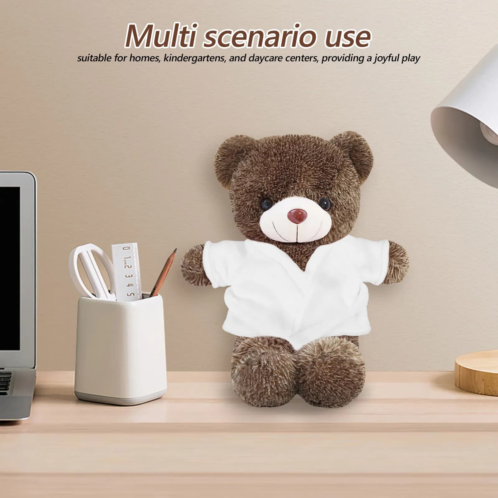 Set Accappatoio Bianco Morbido per Peluche, Vestito da Spa con Lacci, Outfit Invernale per Gioco di Ruolo e Vacanze