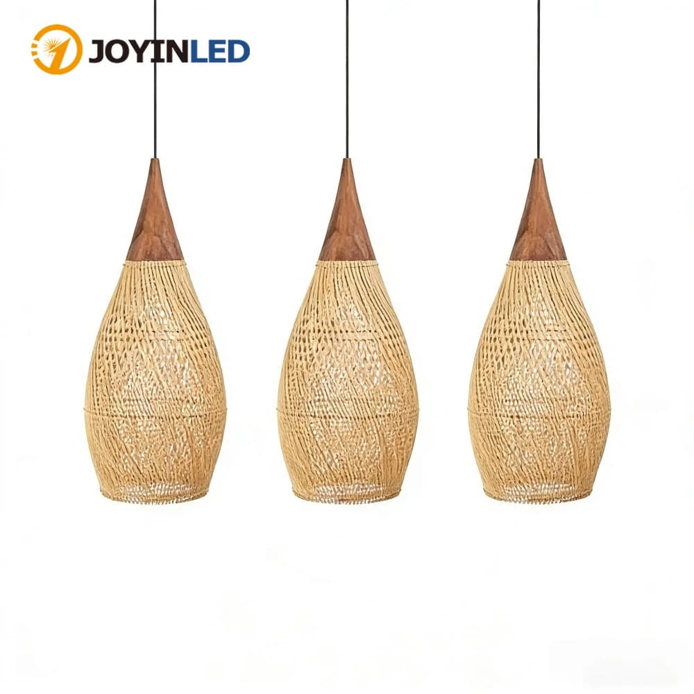 JOYINLED Paralume in rattan Lampada a sospensione Design minimalista Lampada per interni domestici Ristorante Soggiorno Isola Dia.25CM Lampadario