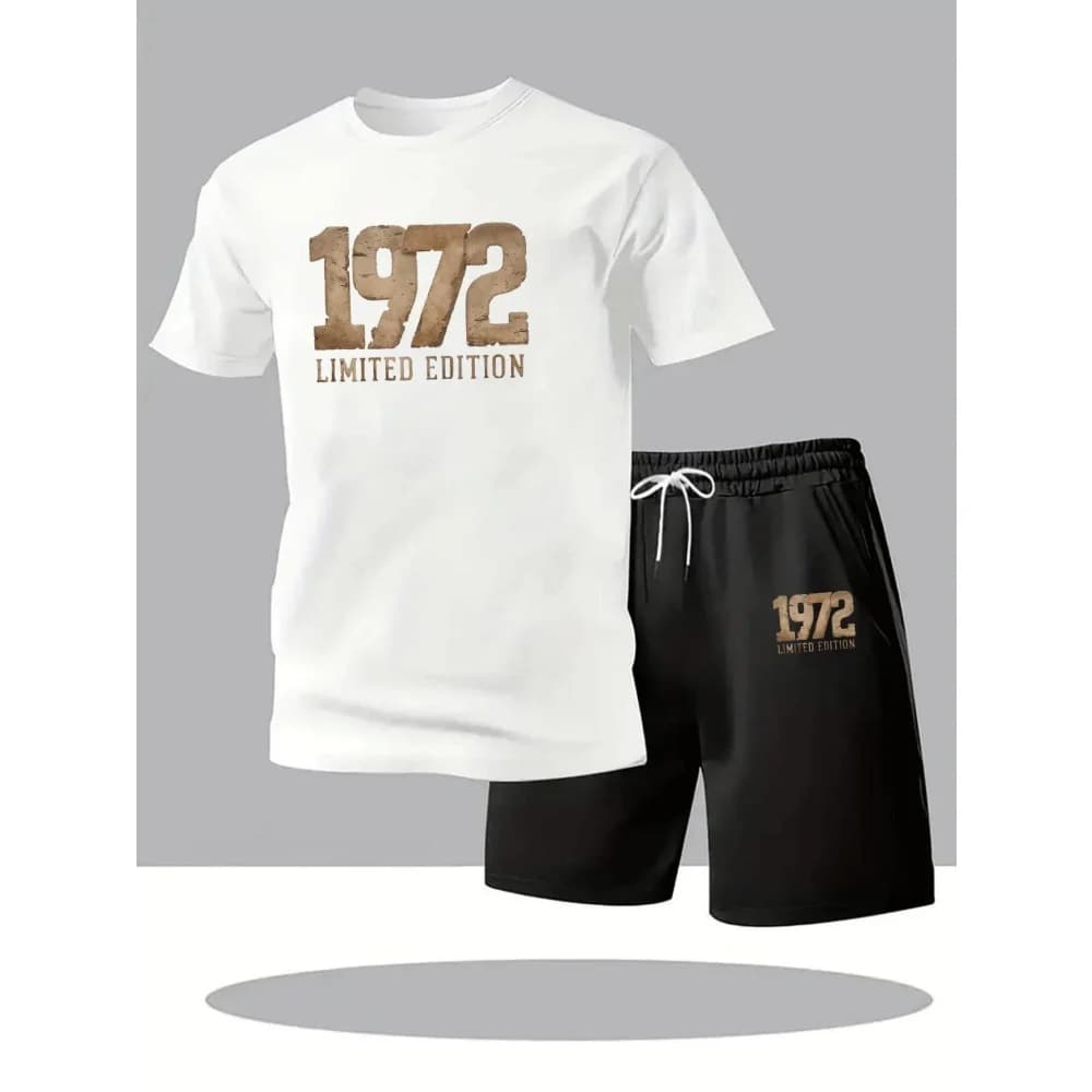 Men's Casual Breathable T-Shirts Sets Round Neck Short Sleeve + Sports Shorts Quick Dry Summer Sportswear Home Outdoor Hot Sale