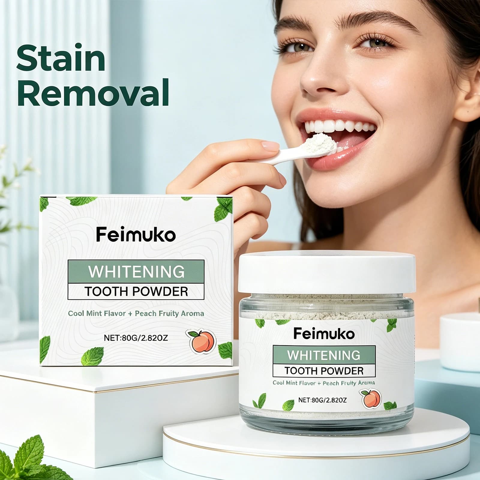Polvere Dentifricia Delicata per Pulizia Profonda, Rimozione Macchie, Denti Luminosi, Texture Fine, Riparazione Smalto, Alito Fresco, Sbiancante