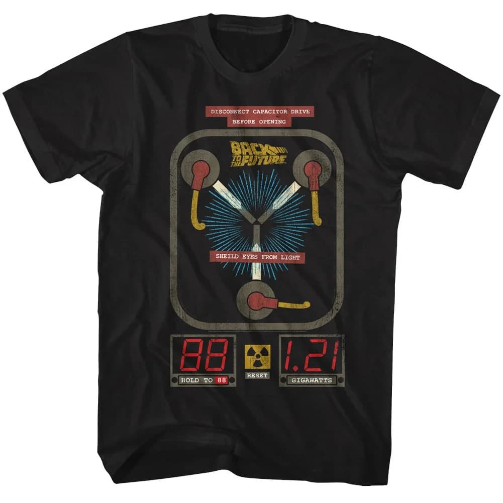 Back to the Future Flux Drive Black Adult T-Shirt Summer Men's and Women's Loose and Breathable Cotton T-shirt