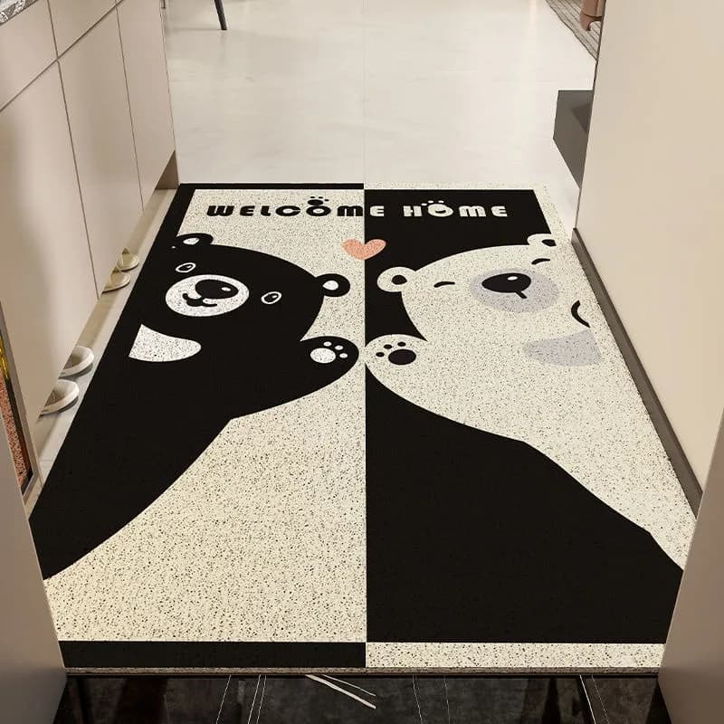 Cute Monster Cartoon Entrance Mat Non-Slip Hallway Rug Home Foot Pad Trimable for Living Room and Kitchen Use