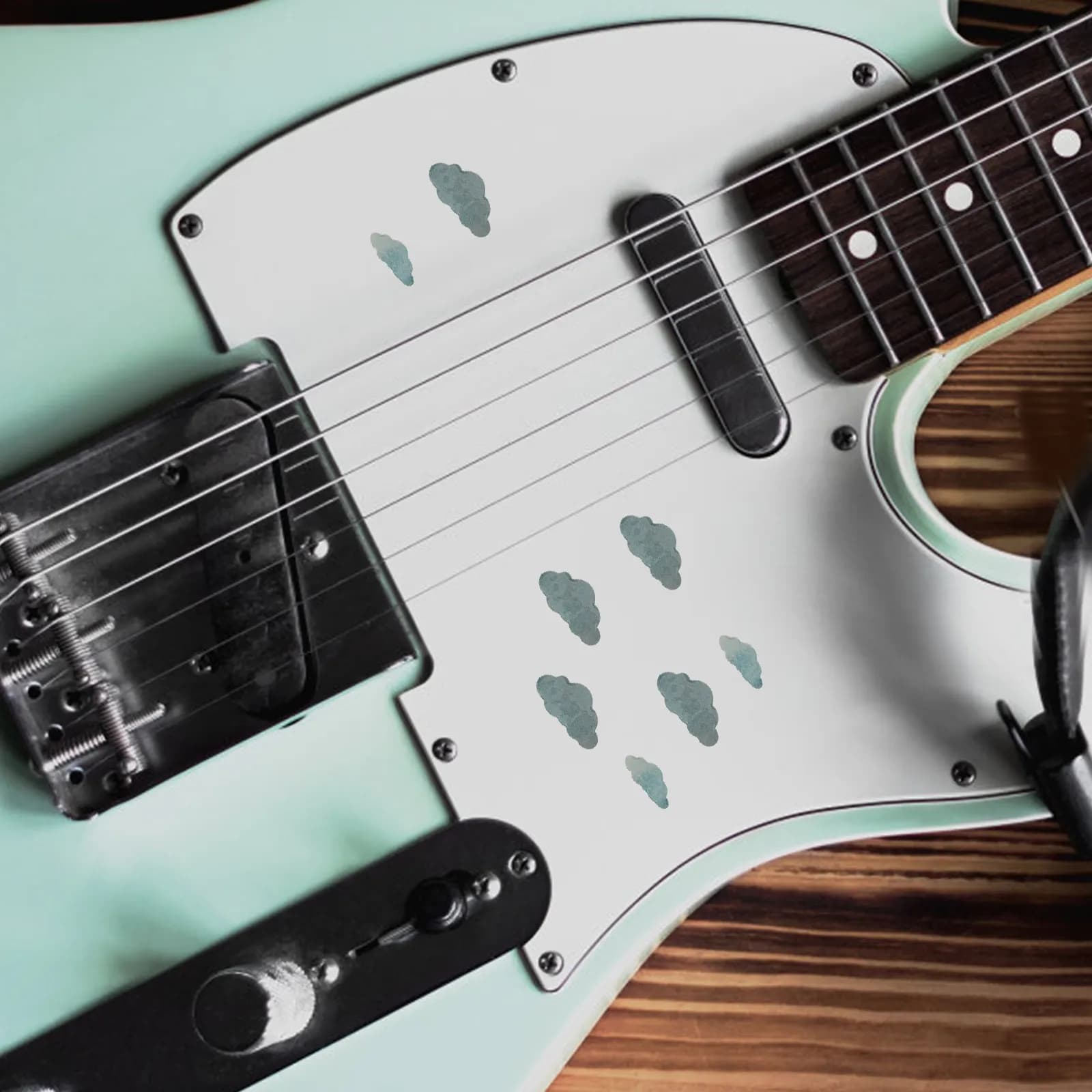 1 Foglio di Adesivi per Tastiera con Design a Conchiglia Bianca per Chitarra Elettrica, Ukulele, Basso, Decalcomanie Fai-da-Te per Strumenti Musicali