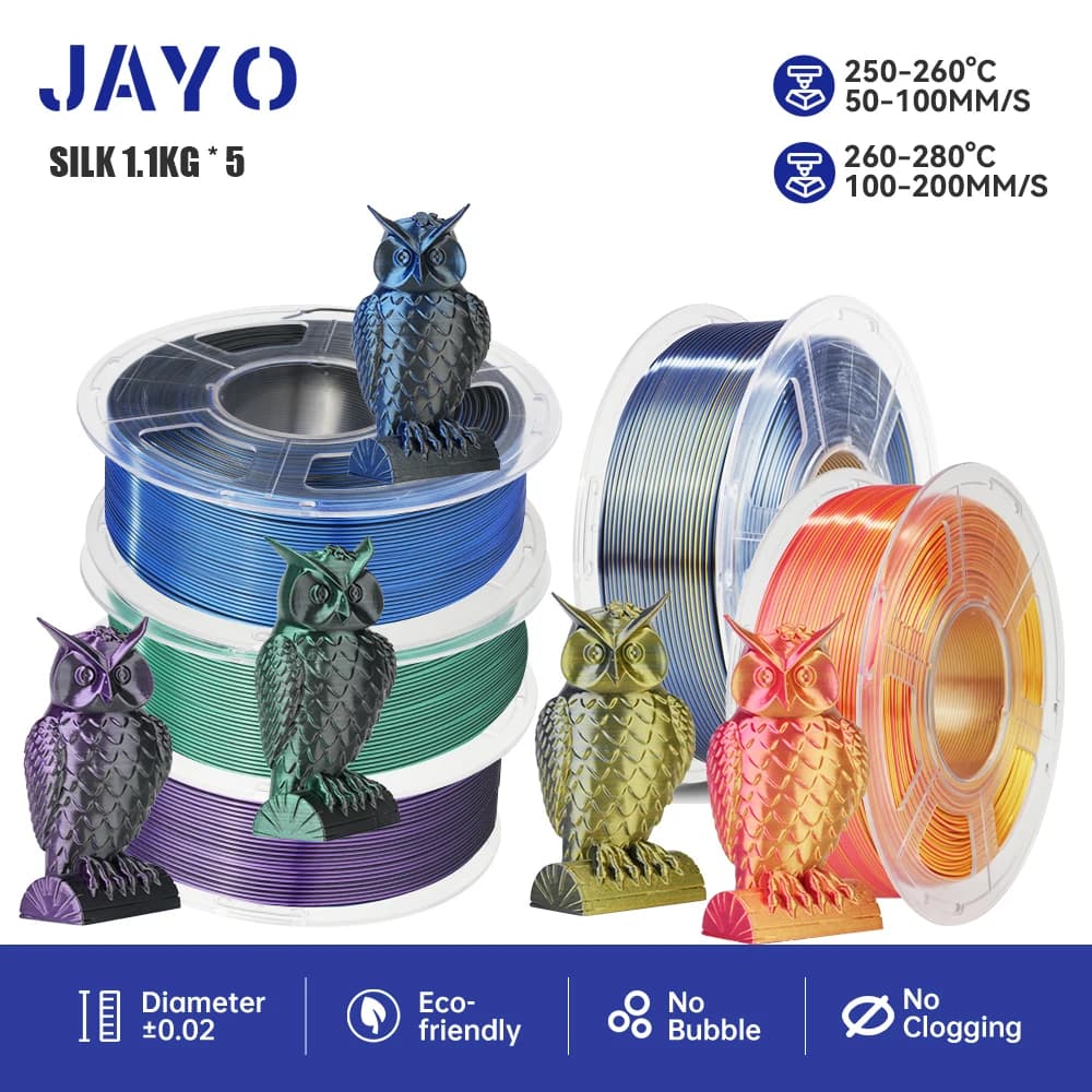 JAYO 3D Printer Filament 1.75mm SETA/TPU SETA/PLA PLUS SETA 5 Rolls 2.5KG/5.5KG 100% No Bubble FDM 3D Printer Materials