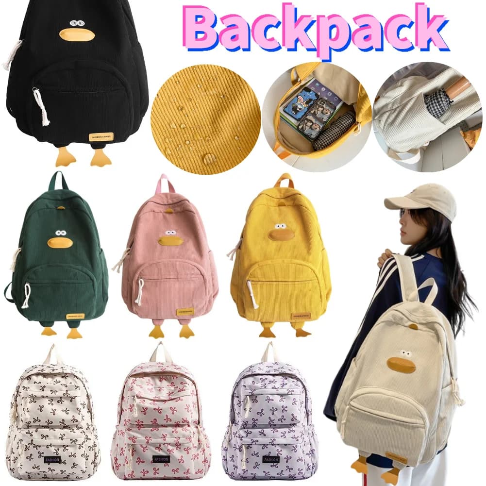 Nuovo zaino per anatra cartone animato Borsa da viaggio carina Kawaii Studente universitario femminile Borsa da scuola per ragazze versatile edizione coreana Mochila