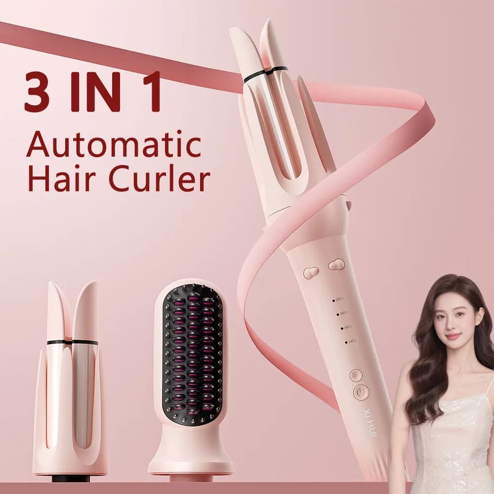 Piastra per capelli con bacchetta arricciacapelli automatica multi-in-one Pettine per capelli rivestito antiscottatura 3 in 1 con ioni negativi