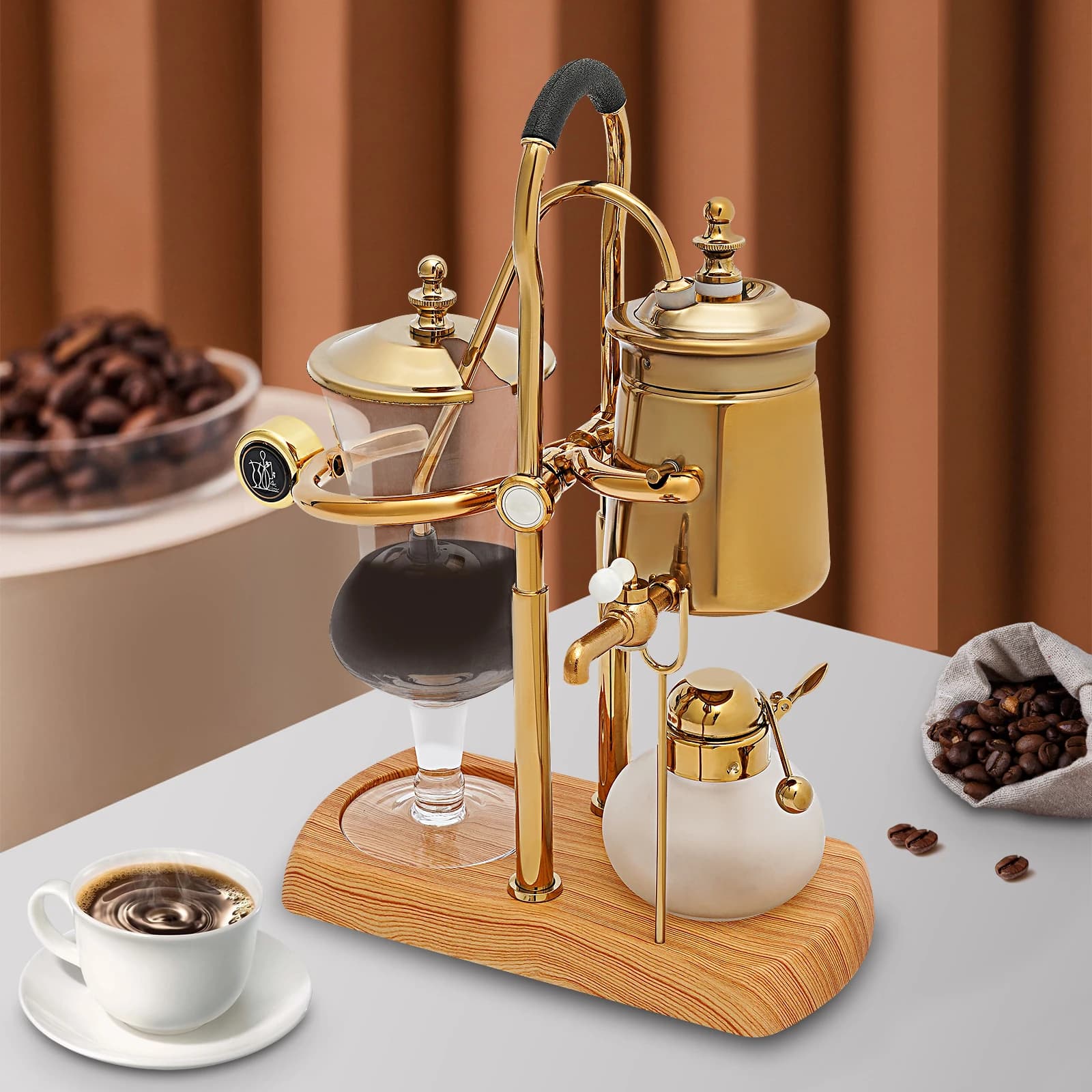 400 ml golden coffee pot set with paired pots for tea and coffee with integrated filter