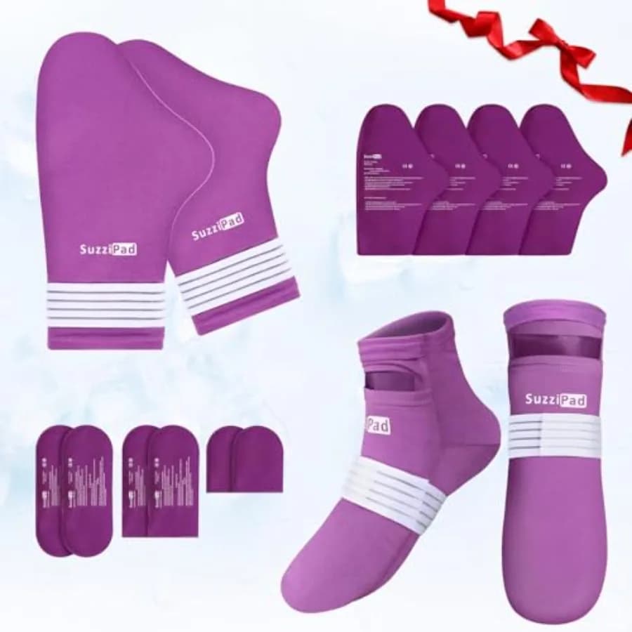 SuzziPad Cod Socks and Hand, Guanti rinfrescanti per la chemioterapia, Pacchetto per la cura della chemioterapia per donne e uomini, Viola