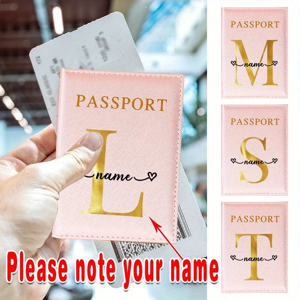 Elegante custodia protettiva per passaporto, impermeabile, ultra sottile, con blocco RFID, senza chiusura, non foderata, con nome personalizzato