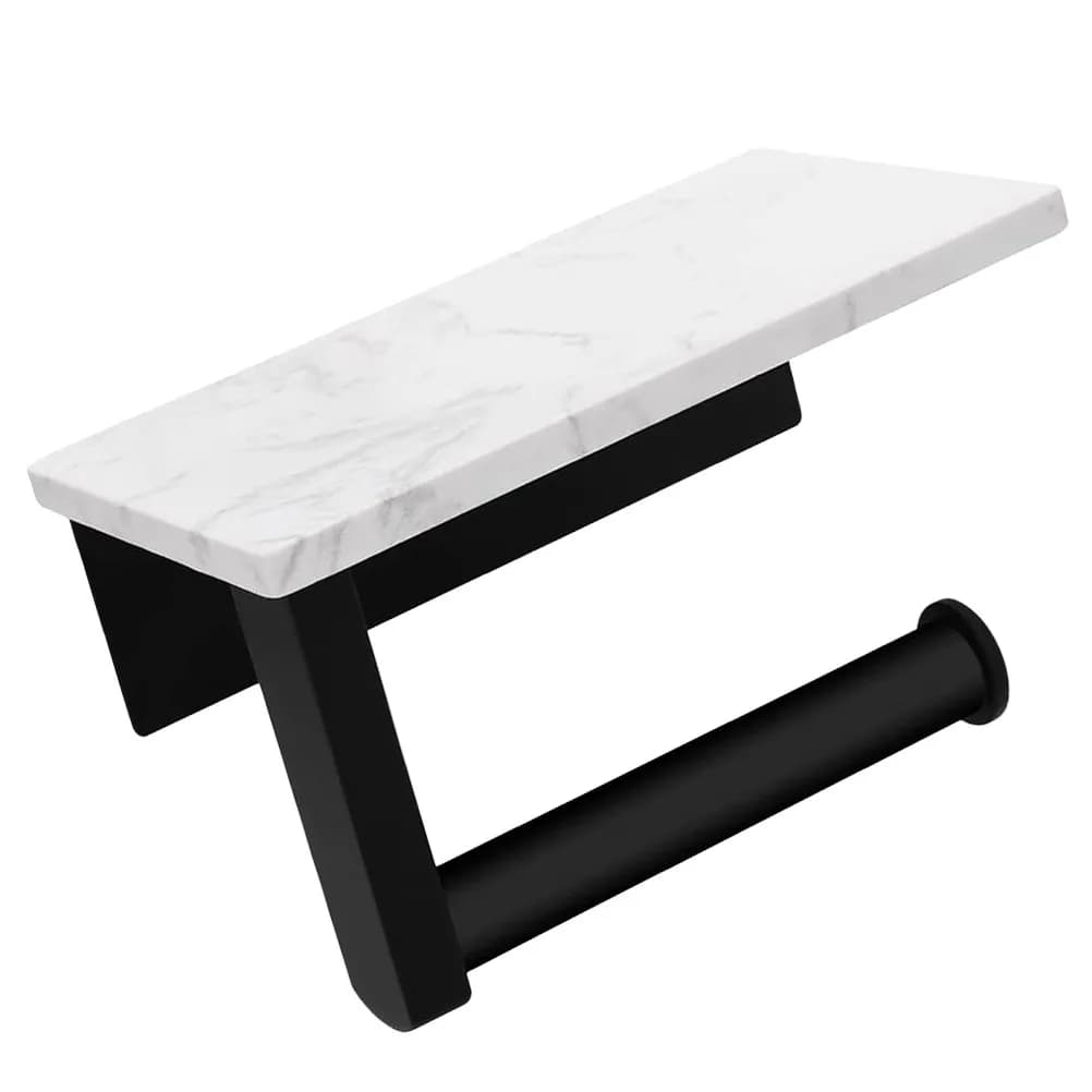 Moderno Portarotolo da Parete in Acciaio Inox e Marmo, Porta Carta Igienica Multifunzione, Decorazione per Cucina