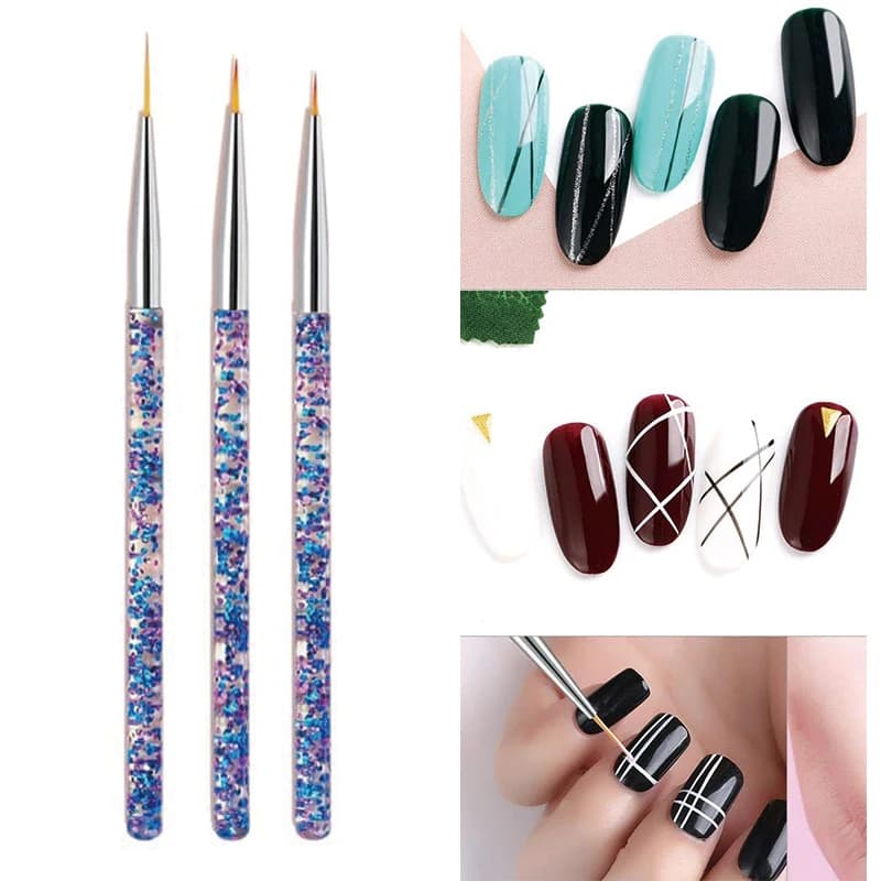 Set di 3 Penne per Nail Art Francese, Pennelli per Gel UV, Strumenti per Disegni di Linee Sottili, Accessori Essenziali per Nail Art, Perfetti per M