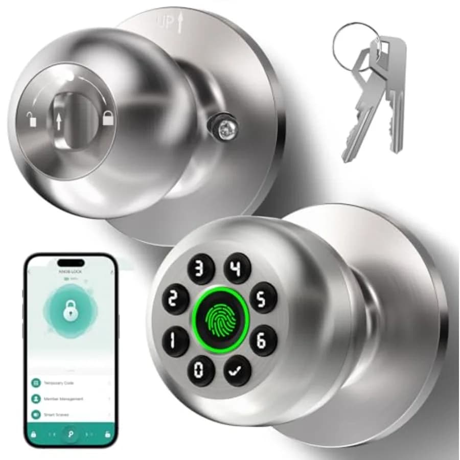 Serratura Intelligente con Impronta Digitale e Controllo App, Maniglia per Porta con Accesso Senza Chiave, Maniglia Elettronica con Tastierino, Serrature per Camera da Letto