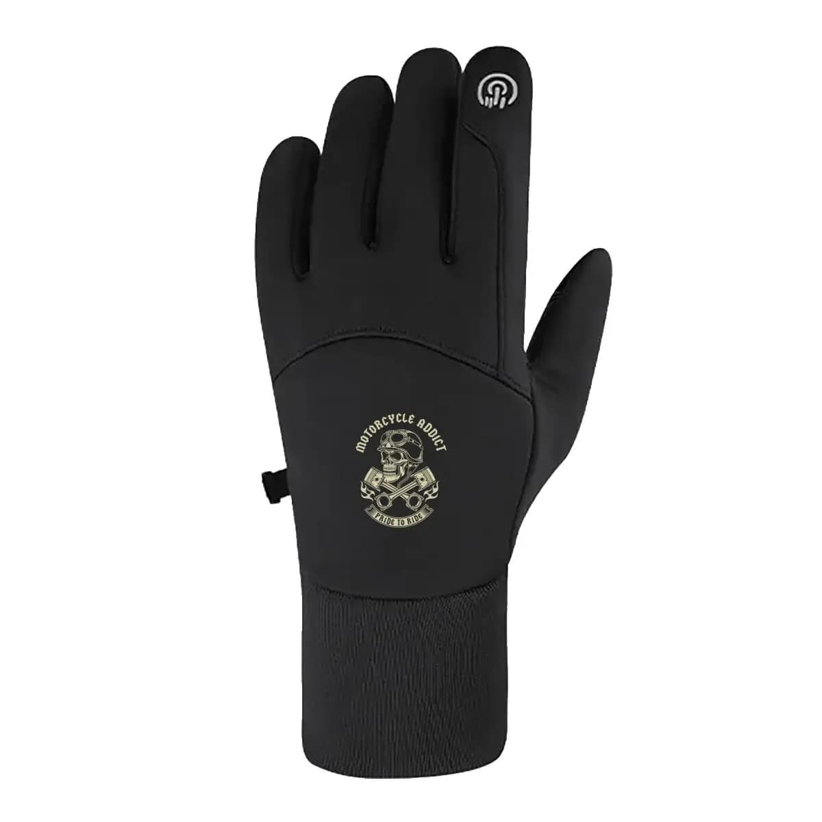 Moto Addict Skull and Pistons Logo Sport all'aria aperta Corsa invernali Ciclismo Guanti touch screen