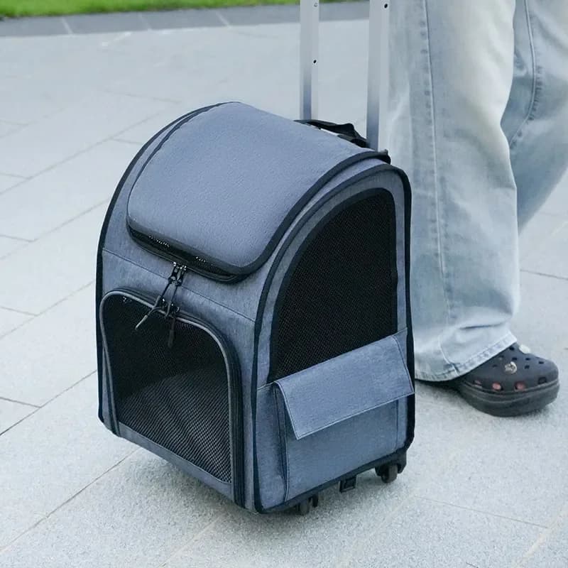 Portable Pet Carrier Bag Breathable Foldable Travel Trolley for Cats and Dogs Large Capacity Outdoor Walking Cage Soft Sided