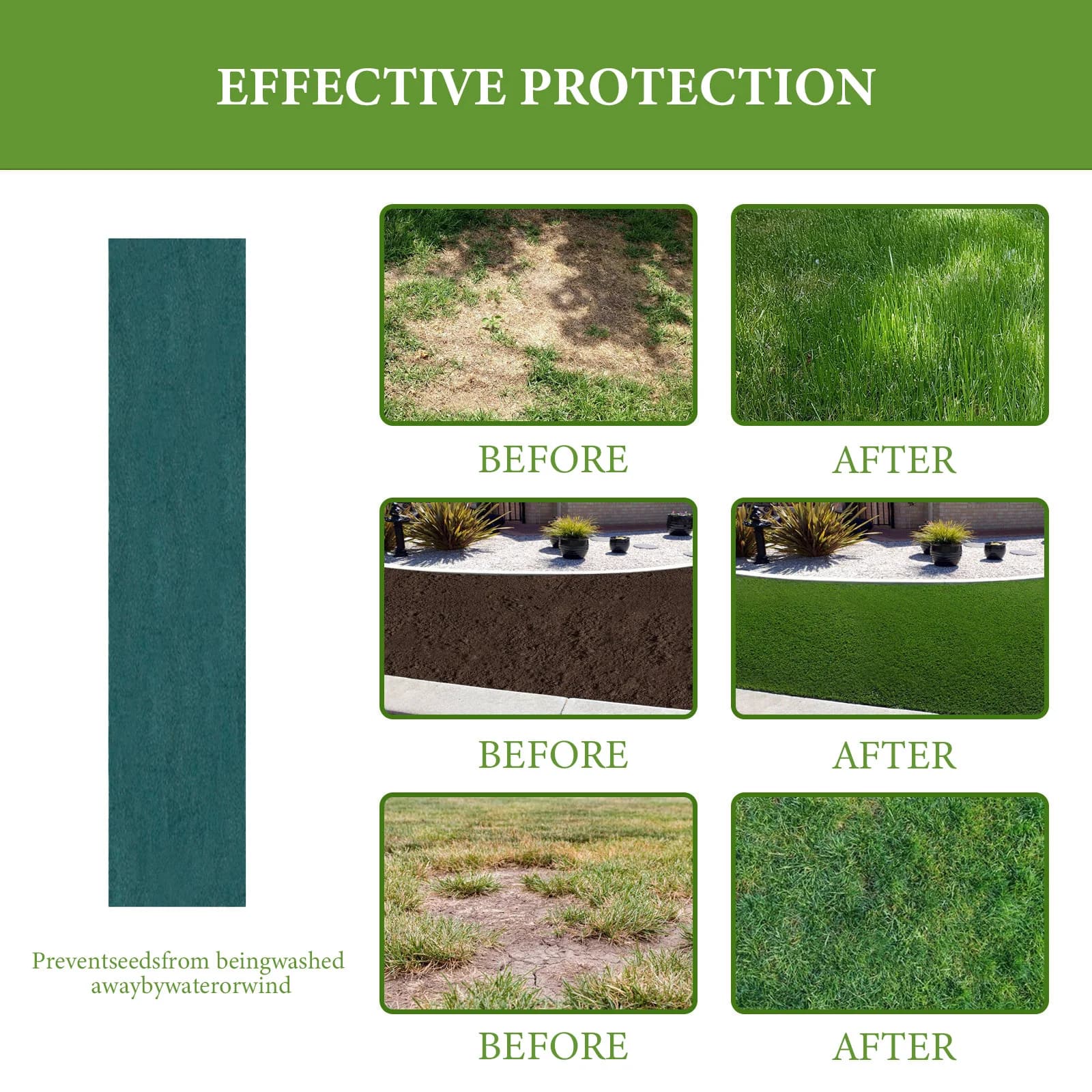 0.2x3m Crop Garden Plants Flower Seed Mat Biodegradable Nonwoven Fabric Grass Seeds Land Gardening Accessories