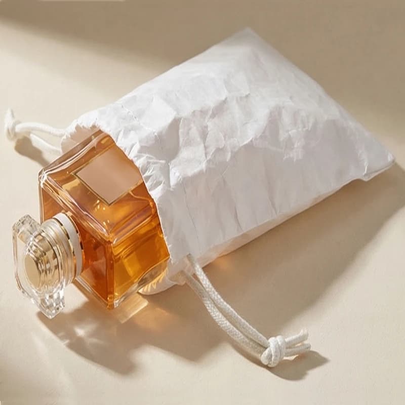 Sacchetto in Carta Tyvek con Cordoncino per Profumi, Impermeabile, Riutilizzabile, per Gioielli, Cosmetici, Accessori e Viaggi