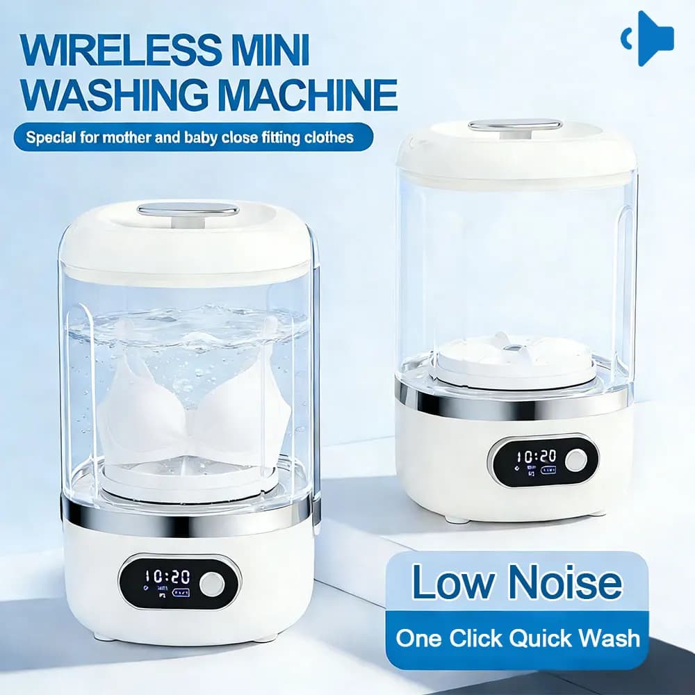 Mini Lavatrice Elettrica Portatile Wireless a Basso Rumore per Biancheria Intima, Calzini, Vestiti Aderenti per Mamma e Bambino