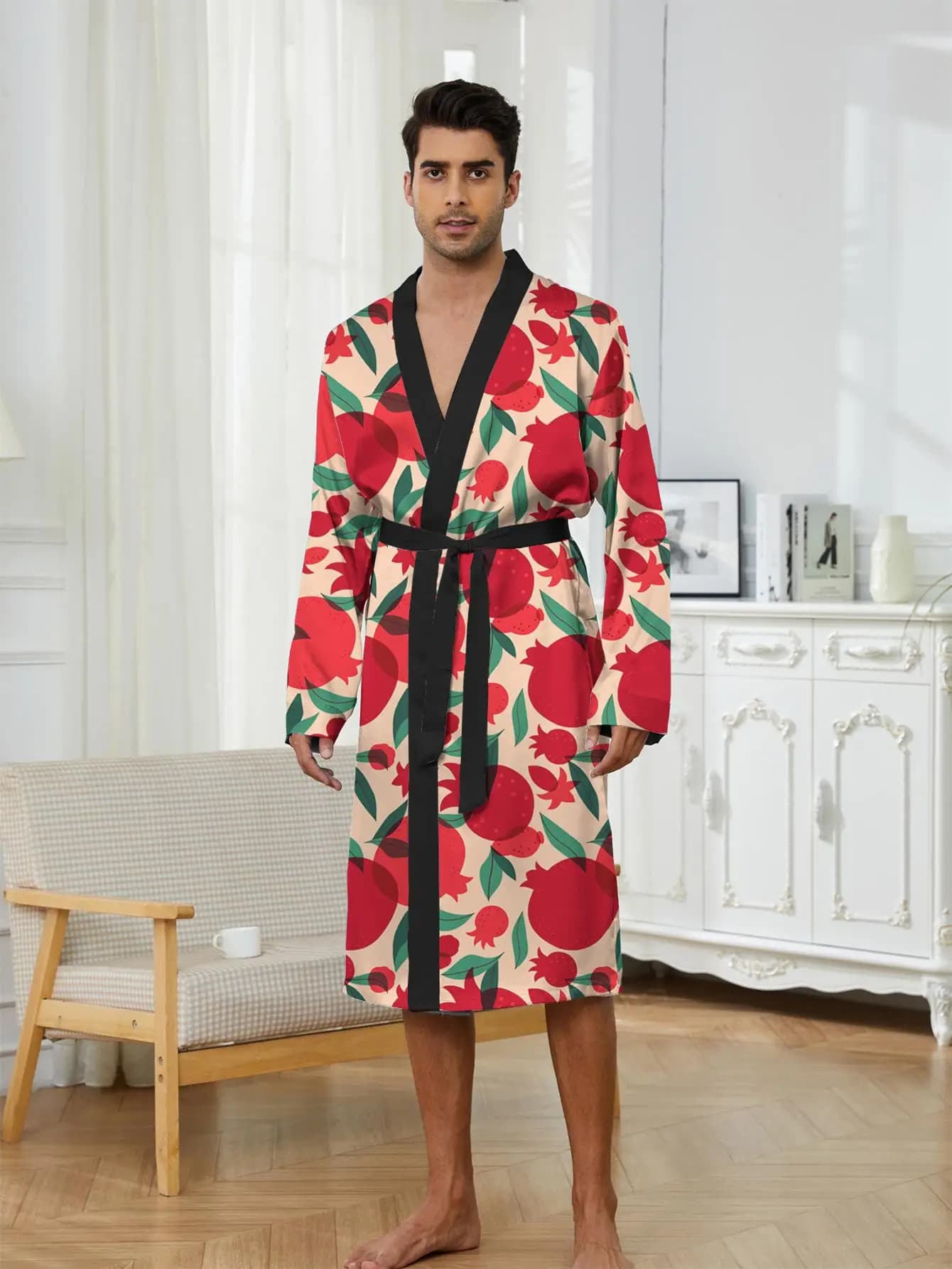 1pcs Men's Robes 2026 Spring/Summer Robe man 3D Printed Breathable Bathrobe man Bathrobe men Graphic Sleepwear Bathrobe