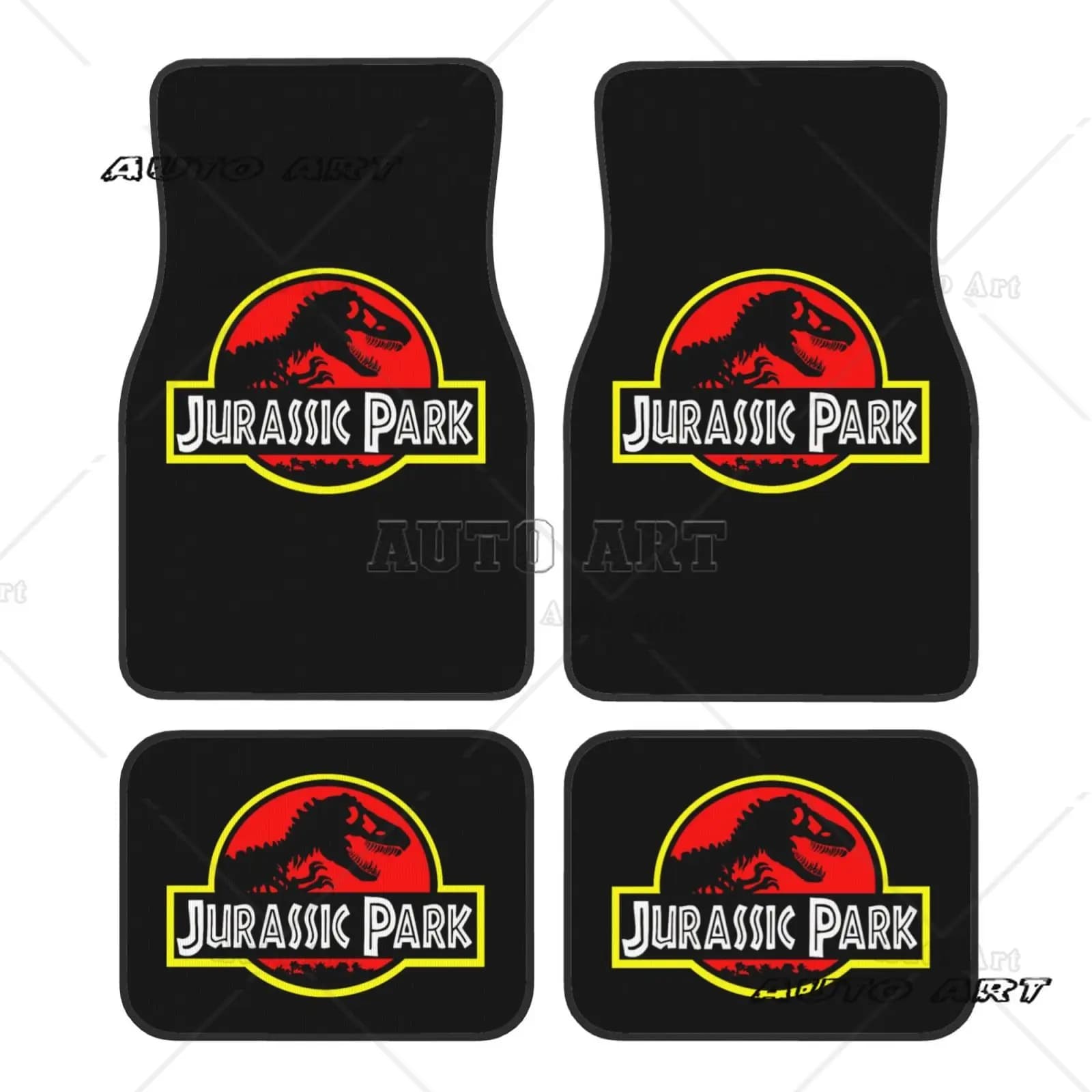 Tappetini Auto in Gomma Impermeabile con Stampa Jurassic Park, Set da 4 Pezzi, Tappeti Antiscivolo per Auto
