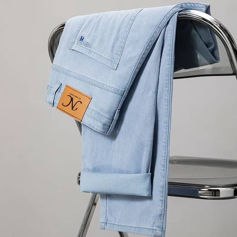 2025 Spring Summer New Blue Thin Men's jeans Business Casual Stretch pants denim pants Men's brand clothing