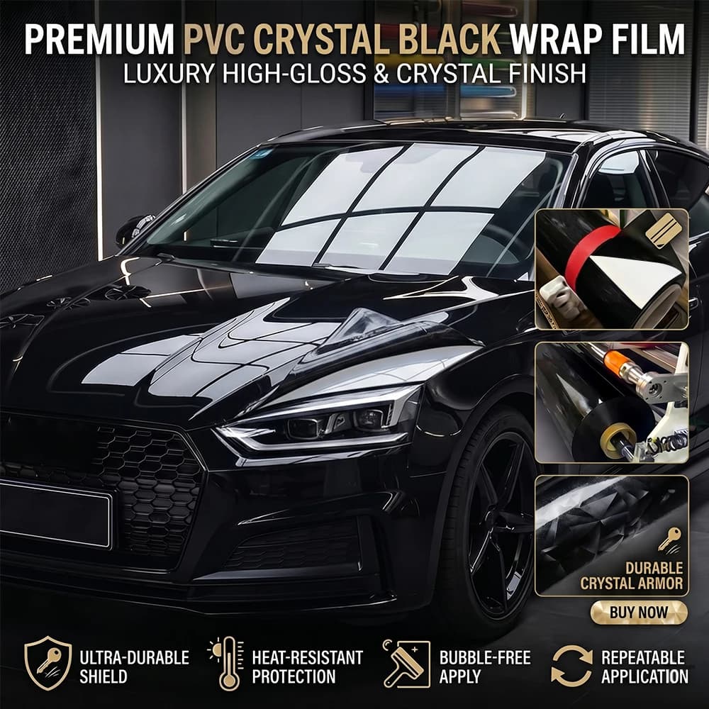 Adesivo in vinile autoadesivo nero lucido Pellicola circolare Auto Decalcomania fai da te Bubble Free Air Free Car Body Styling Decor Accessori