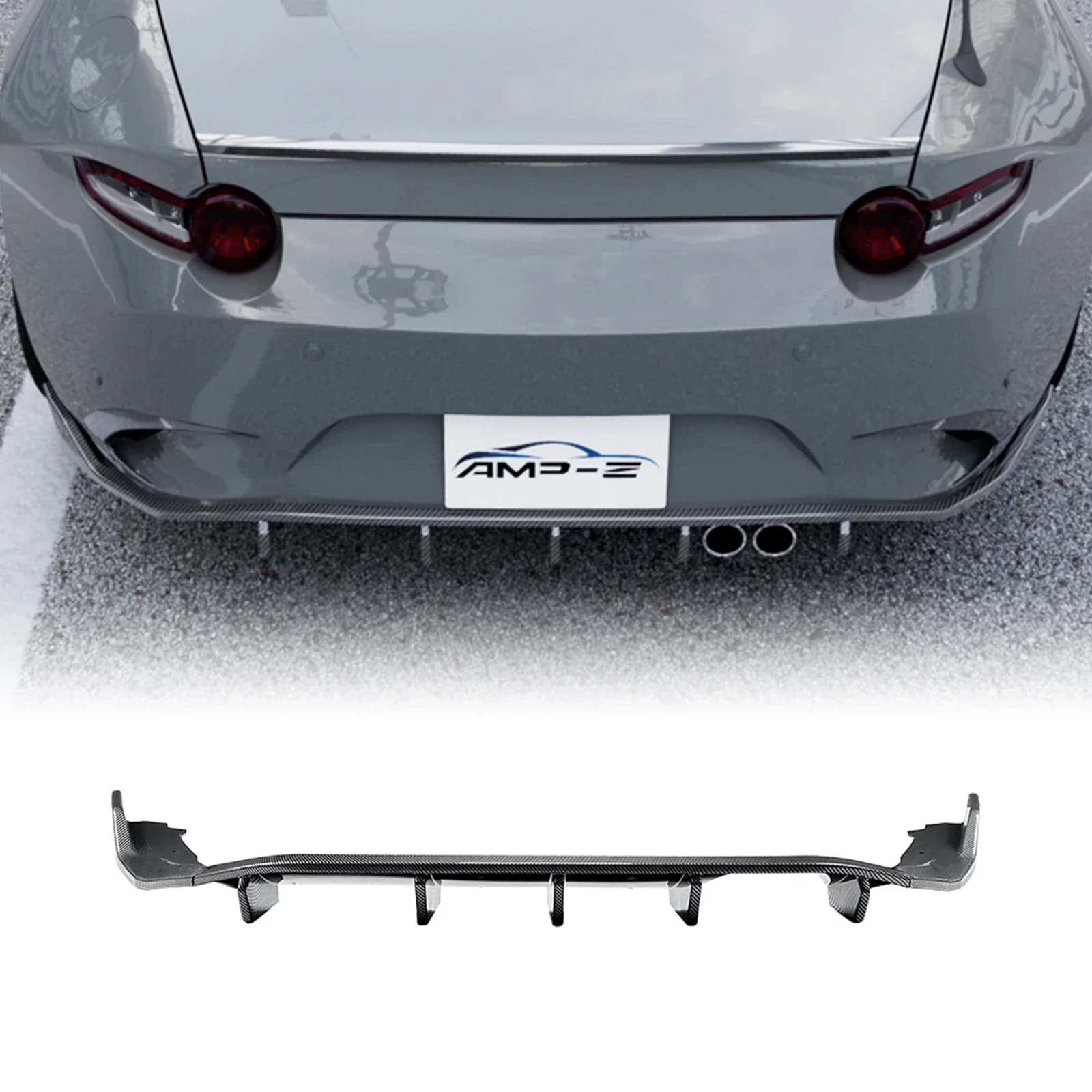 Diffusore Posteriore per Paraurti Mazda MX-5 MX5 Miata ND 2016-2025 Effetto Fibra di Carbonio/Nero Lucido, Spoiler Posteriore, Splitter per Bagagliaio con Staffa