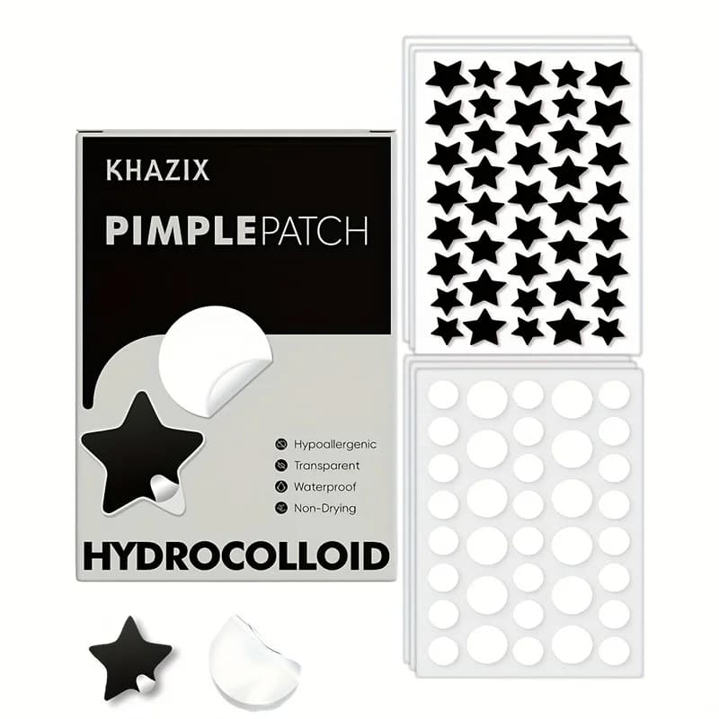 120 pieces + 108 pieces Black stars + transparent plaster for acne, plaster for acne covering face imperfections, suitable for various social occasions