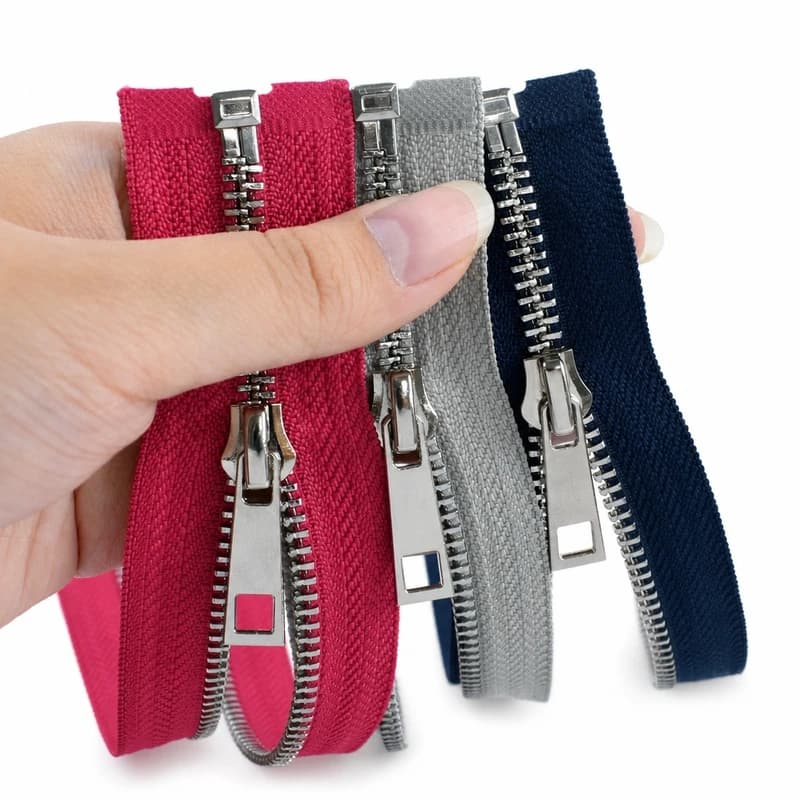 5/10Pcs 40-80Cm 5# Metal Zipper Single Open Silver Teeth Front Closure for Jacket Coat Hoodie Garment Repair Sewing Replacement