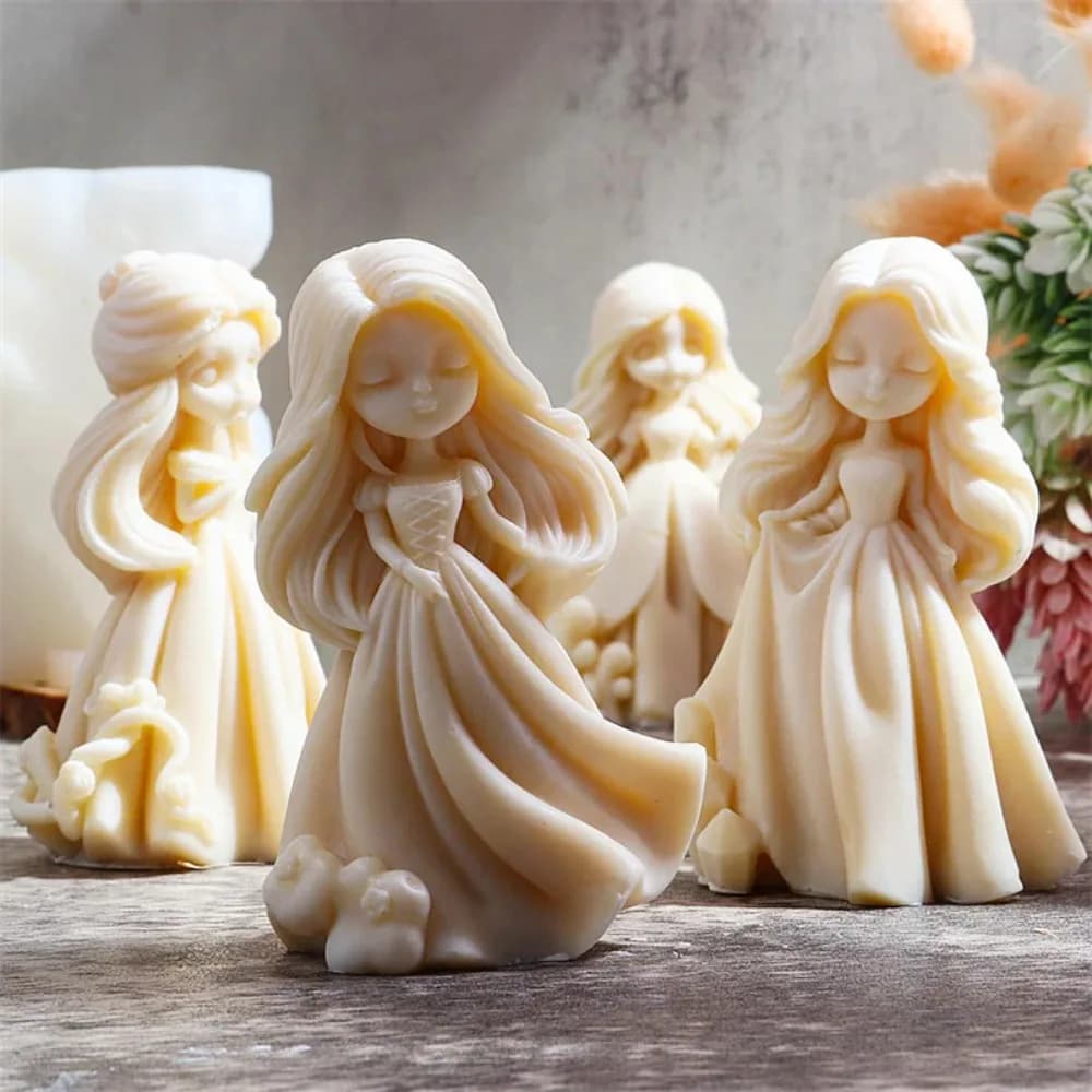 Multi Style Sweet Princess Silicone Candle Mold Girl Statue Resin Mould Human Body Gypsum Doll Making Birthday Party Decor Gifts