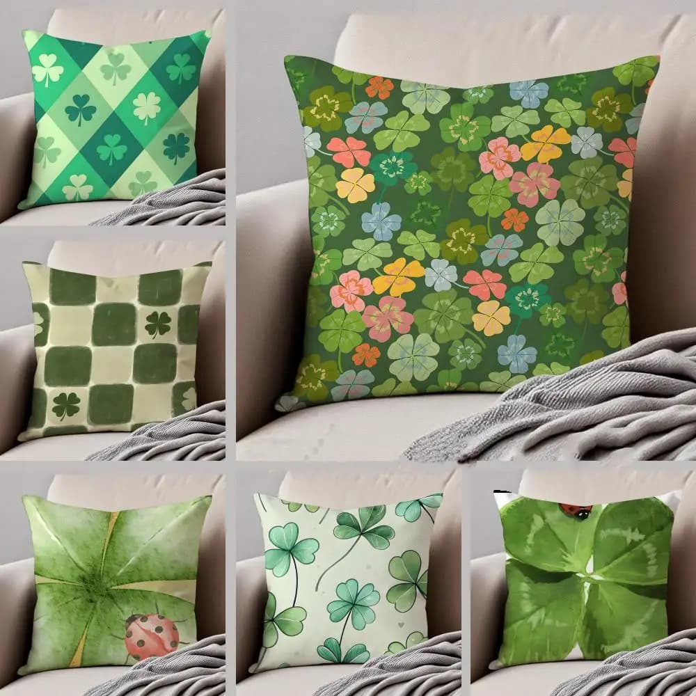 Fodera per cuscino a quadrifoglio L-Lucky, federa decorativa con bottoni nascosti, in poliestere resistente, per sedia