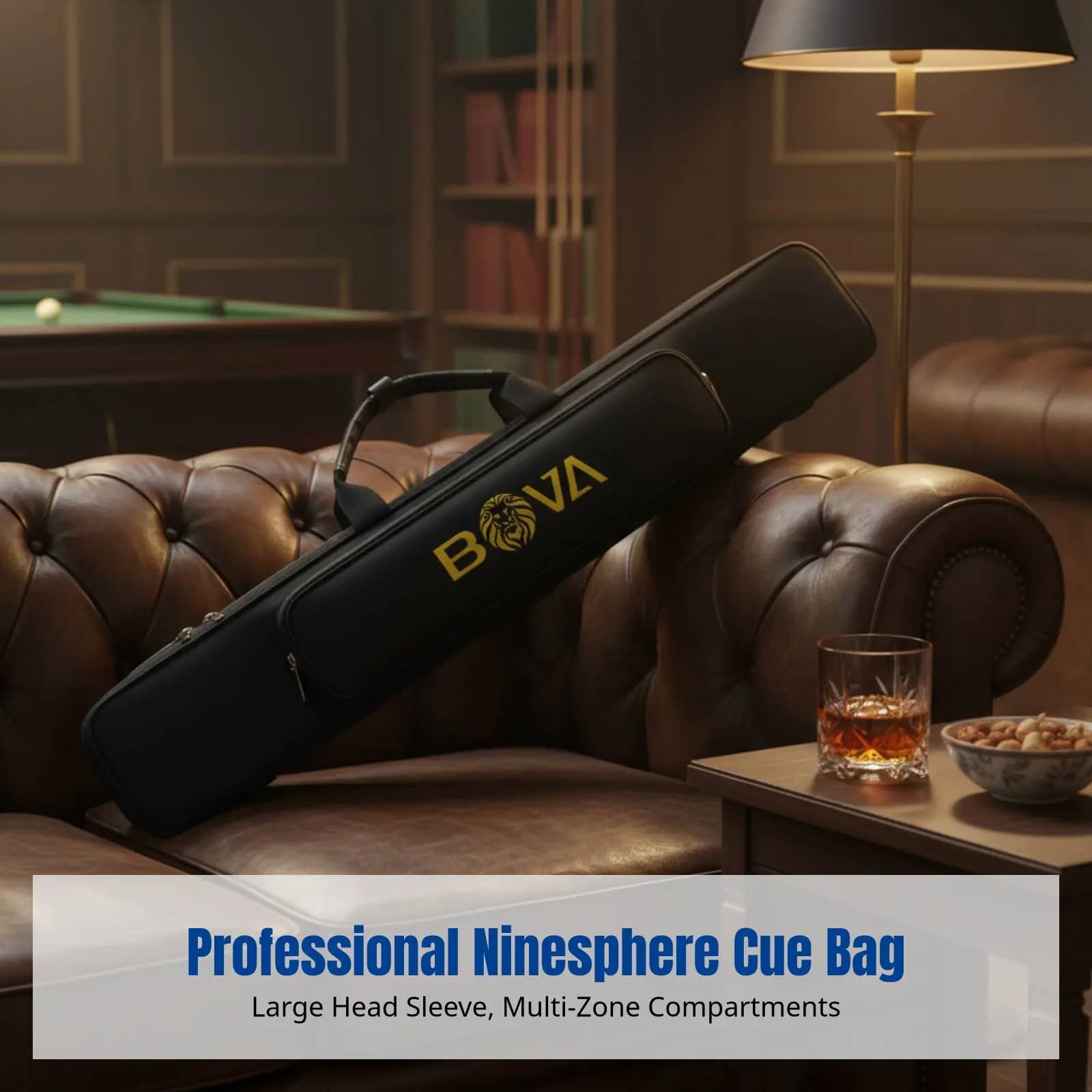 Borsa per Stecche da Biliardo BOVA, Custodia a 8 Scomparti, Stoccaggio Multi-Settore, Poliestere Leggero, Design Moderno