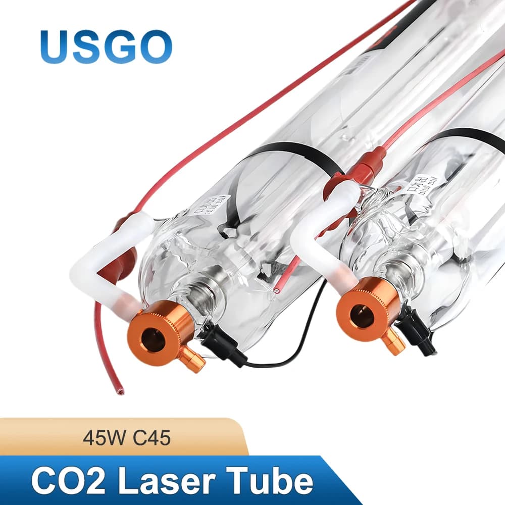 USGO SPT C45 45W CO2 Laser Tube Upgraded Metal Head Length 850mm Diameter 50mm for CO2 Laser Engraving Cutting Machines