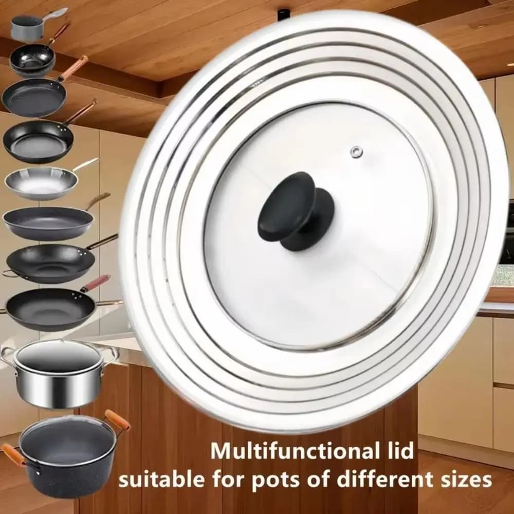 Coperchio Universale in Acciaio Inossidabile Resistente, Coperchio per Padella Antiaderente Resistente al Calore, Coperchio Spesso e Trasparente per Padella
