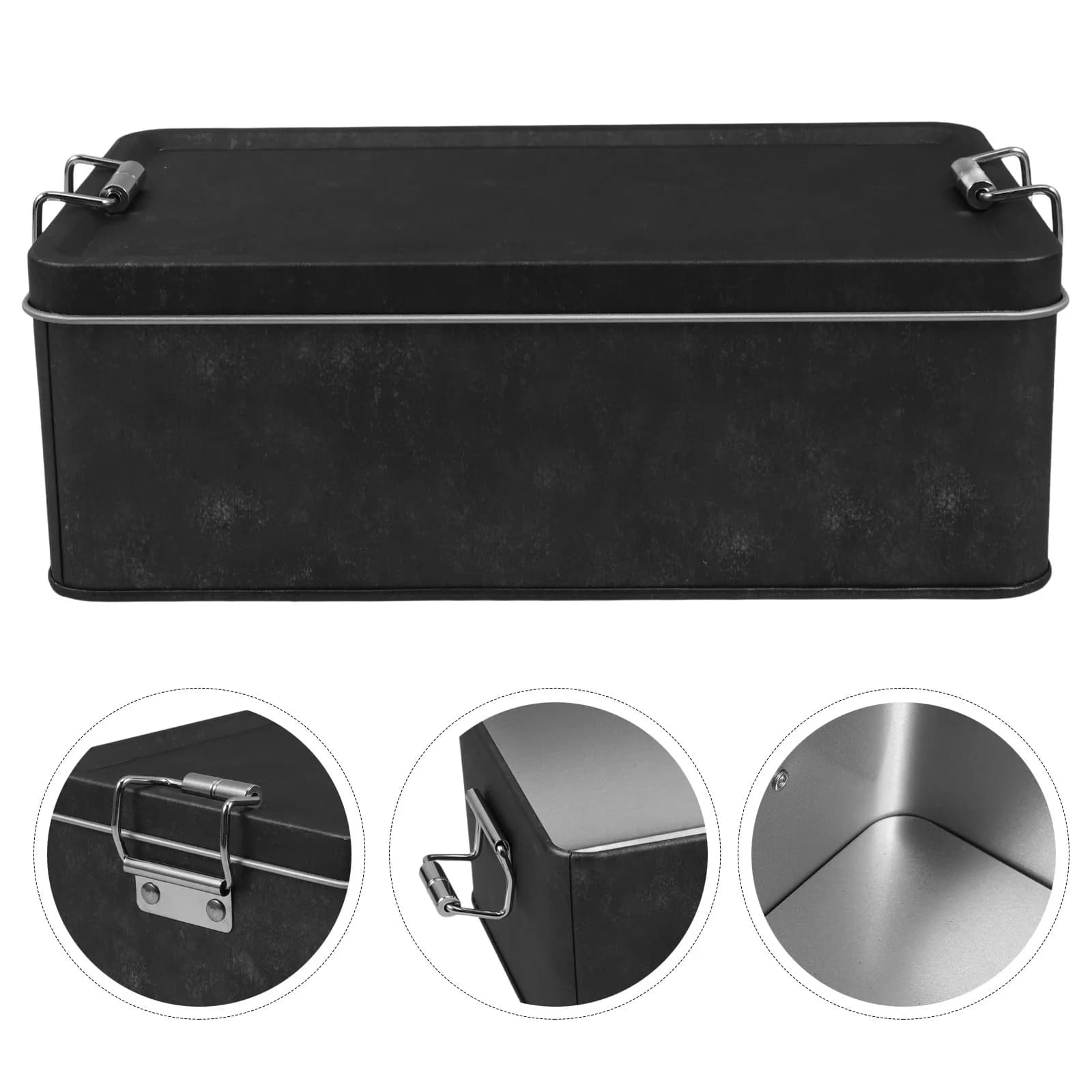 Iron Rectangular Storage Tin Case with Clasp Lid for Biscuits Candy Cake Pastry Packaging Elegant Sealed Food Container Reusable