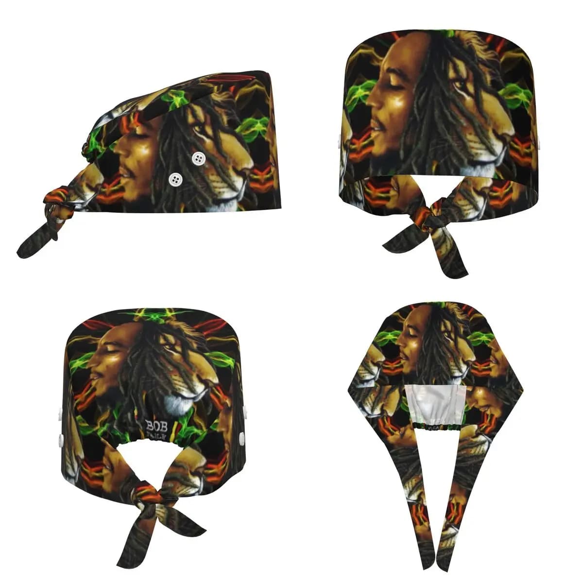 Cappello Chirurgico Reggae Rock di Bob Marley, Stile Cantante Giamaicano, Unisex Regolabile per Infermieri e Dentisti